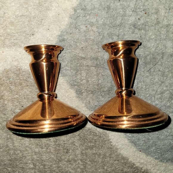VINTAGE Set of 2 CopperCraft Guild Candle Holders Taunton Massachusetts USA - Picture 3 of 5